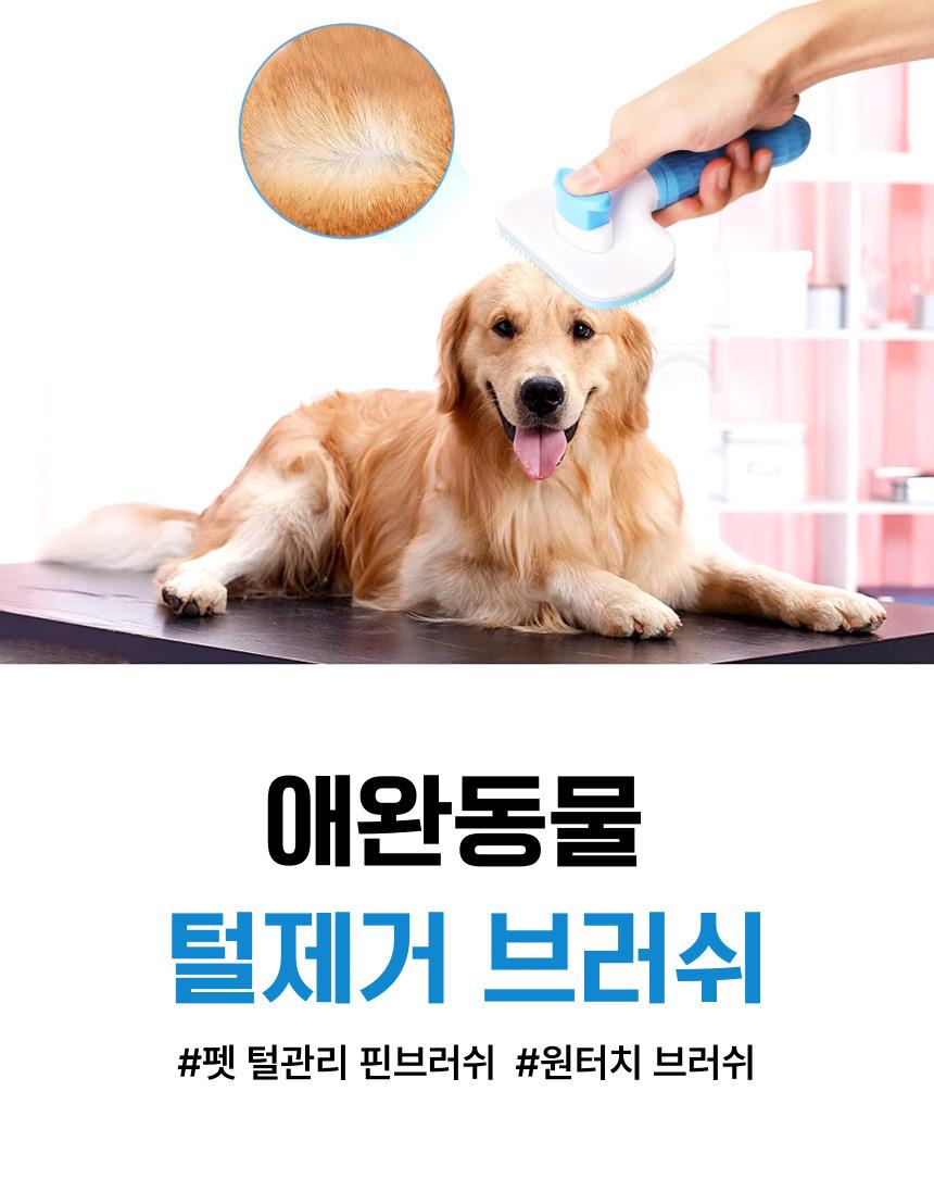 원터치 반려동물 슬리커 브러쉬 사각 상세 이미지 1